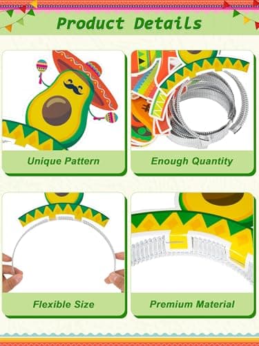12 PCS Colorful Patterned Cardboard Sombrero Hats, Fiesta Headbands for Mexican Theme Celebration Party Favors — view 4