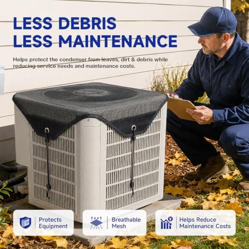 FEATRITY Central Air Conditioner Cover: 36 x 36 Mesh Top Cover for Outside Units, Breathable AC Condenser Debris Guard with 4 Bungee Cords, Outdoor Leaf Protection for Heat Pump — view 4
