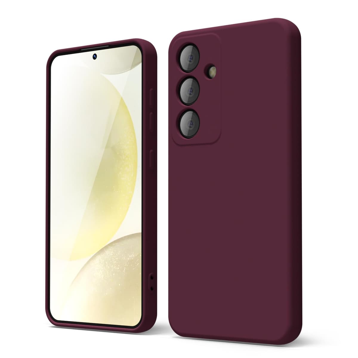 oakxco for Samsung Galaxy S24 Phone Case Liquid Silicone, Thin Slim Soft Rubber Gel TPU Plain Simple Cover for Women Girl Cute, Matte Solid Color, Burgundy Plum Wine