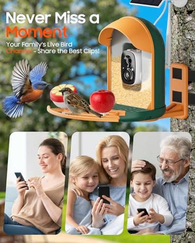 Bird Feeder with Camera, Smart Bird Feeder with Cam Solar Powered, 2K HD Video, AI Bird Species Identification, Instant Arrival Alerts, IP66 Waterproof, Gift for Bird Lover (Dark Green, with Stand) — view 2