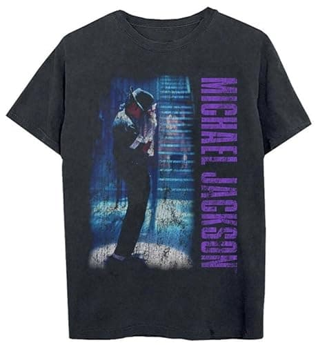 Michael Jackson Unisex-Adult Michael Jackson Official Merch Black Or White Video Graphic T-Shirt, Black, Medium