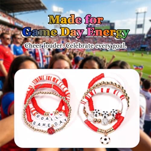 AICase Soccer Bracelets for FIFA World Cup 2026 Gifts, Game Day Canada Soccer Fan Merch Bracelet Gear Merchandise Jersey Outfits Jewelry Accessories for Women Men Soccer Moms Party Favors Birthday — view 3