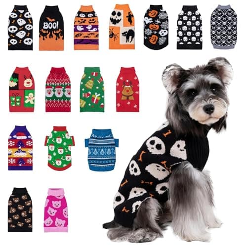 CuteBone Dog Sweater with Turtleneck Knitted Leash Hole
