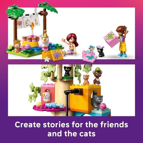 LEGO Friends Cat Birthday Party & Tree House Building Toy - Pretend Play Building Blocks W/Cat Toys & 2 Minidolls - Creative Storytelling Kids Toy for Girls and Boys, 9+ - Birthday Gift Idea- 42666 — view 3