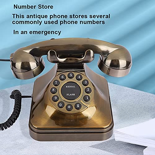TIKATARER Antique Bronze Telephone, Noise Reduction Old Fashioned Vintage Landline Phone for Desktop Caller Home Office Retro Landline Corded Phones for Home & Office Decoration — view 2