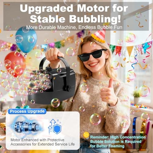 Zerhunt Durable Bubble Machine for Party: 3 Power Modes for Non-Stop Fun - 18000+ Bubbles Per Minute High Output 30 Mins Bubbles per Refill - Kids Safe Auto-Stop for Outdoor Backyard Birthday — view 3