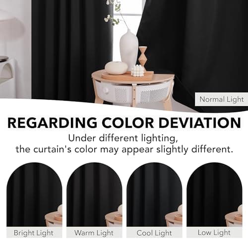 Deconovo Blackout Curtains 84 Inch Long 2 Panels, OEKO-TEX Certified Back Tab and Rod Pocket Thermal Black Out Curtains, Room Darkening Window Curtains for Living Room Bedroom, Black, 52Wx84L — view 5