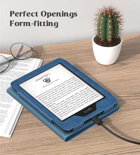 MoKo Case for All-new 6" Kindle(11th Generation, 2024/2022 Release)/(10th Gen,2019)/Kindle(8th Gen, 2016), Ultra Lightweight PU Shell Cover with Auto Wake/Sleep for Kindle 2024, Blue Vintage Twill — view 7