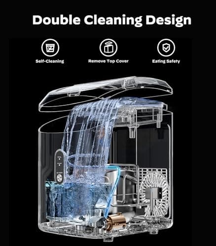 Nugget Ice Maker Countertop, Silonn Chewable Pellet Ice Machine with Self-Cleanin Function, 36lbs/24H Portable Ice Makers for Home Kitchen Officce, Black — view 3