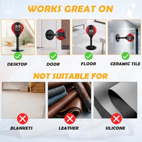 Suction Cup Desktop Punching Bag - High-Rebound Spring Boxing Ball for Stress Relief, Fun Office & Home Desk Toy, Secure Gift for Friends, Kids, Coworkers (Red) — view 2