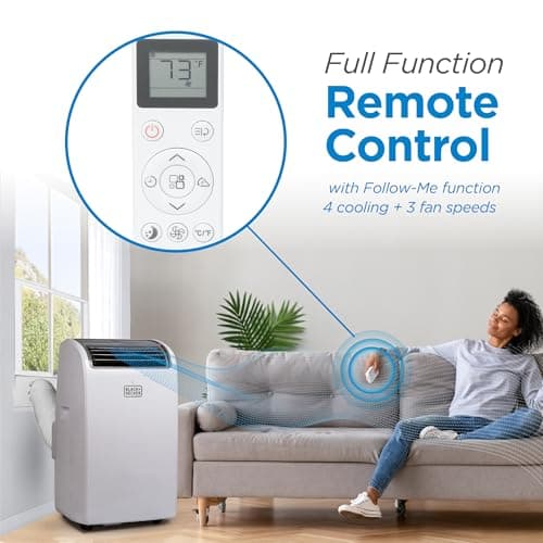 BLACK+DECKER Air Conditioner, 14,000 BTU Air Conditioner Portable for Room up to 700 Sq. Ft. with Remote Control, White — view 3