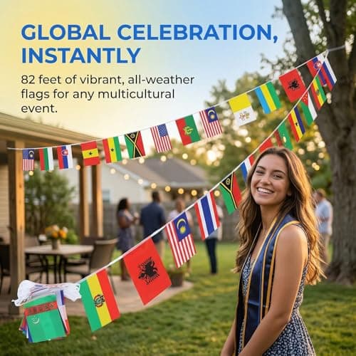 MAGICLULU 100 Countries String Flag Banner 82FT, International World Flags Bunting for Theme Party,Bars,School,Garden,Sports Game Events,Grand Opening,Classroom,Cultural Festival Decor
