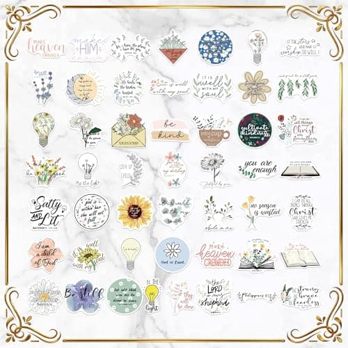 200 PCS Christian Bible Verse Jesus God Stickers - Waterproof Vinyl Scripture Stickers for Bible Journaling Supplies, Water Bottles, Laptops, Notebooks - Religious Inspirational Decals for Faith Gifts — view 5