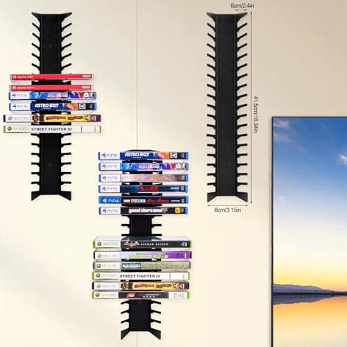 EZFXHD WTER 4 Pack Video Game Case Storage Wall Mount - Holds Up to 72 Disc Boxes,Metal Wall Mounted Game Case Holder for PS,DVD,Xbox Game Organizer — view 2
