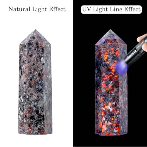 Runyangshi 1PCS Natural Crystal Flame Yooperlite Stone Tower 1.96"-2.36" (5-6cm) 6 Faceted Single Point Prism Healing Crystal Wand for Meditation Reiki Chakra Therapy — view 2