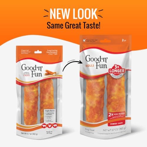 Good 'n' Fun Rolls Long-Lasting Dog Treat, For Large Dogs, With Real Proteins, Beef Hide and Premium Chicken, Supports Dental Health, Mental Stimulation, 2 count — view 2