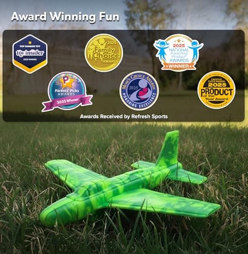 Foam Airplane - Best Outdoor Toys for Kids 3 4 5 6 7 8 9 + Year Old Boys - Best Toy Stuffers Gift & Boy Toddler Toys & Airplane Gift Idea - Gifts for Boys Toys Age 4-6 & Summer Party Favors — view 6