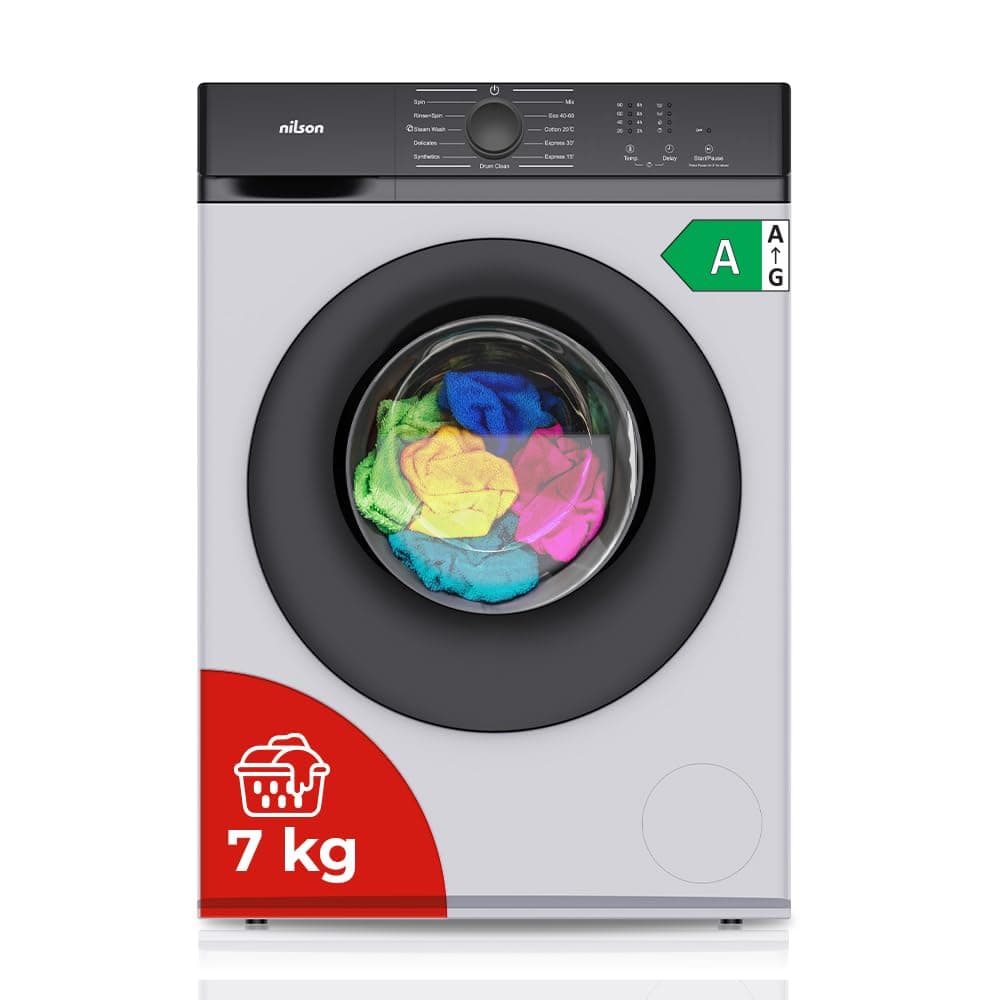 Nilson Lavadora 6Kg Carga Frontal Blanco NL6200AI. 1600W, 1200rpm, Motor Inverter, 11 Programas, Función Stop&Go, Tambor Diamante, Clase de Eficiencia Energética A — view 12