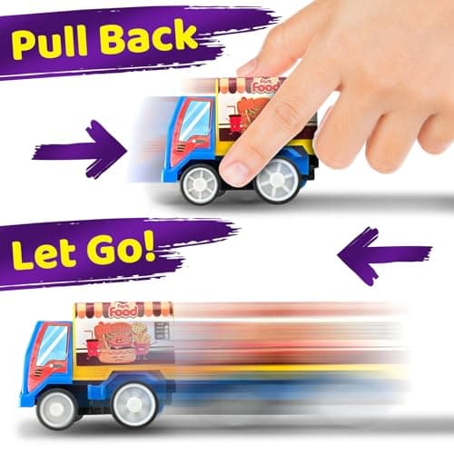 stargo 8 Pack Colorful Prefilled Easter Eggs Bulk with Toys - Mini Car Set Construction Engineering Vehicles Pull-Back Cars. Plastic Easter Eggs Filled, Basket Fillers, Party Favors, Boys Goodie Bags — view 3