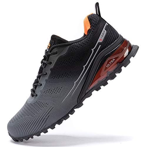 Kricely Men's Trail Running Shoes Fashion Hiking Sneakers for Men Tennis Cross Training Shoe Gray Non-Slip Walking Footwear Size 10