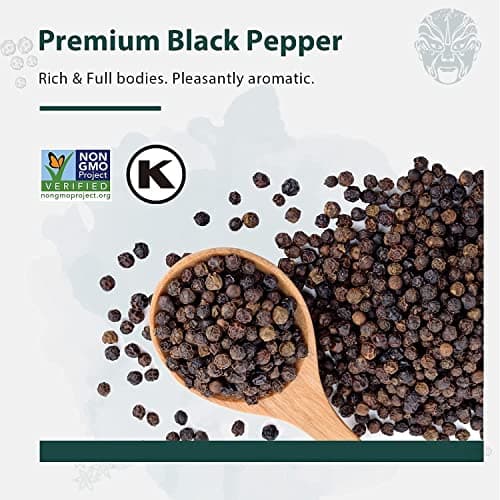 Soeos Black Peppercorns, 18oz (Pack of 1), Non-GMO, Kosher, Packed to Keep Peppers Fresh, Peppercorn for Grinder Refill, Whole Peppercorns — view 6