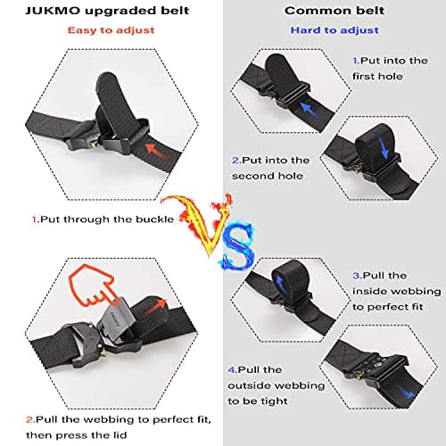 JUKMO Tactical Belt, Military Hiking Rigger 1.5 inches Nylon Web Work Belt with Heavy Duty Quick Release Buckle (Black, Small) — view 2