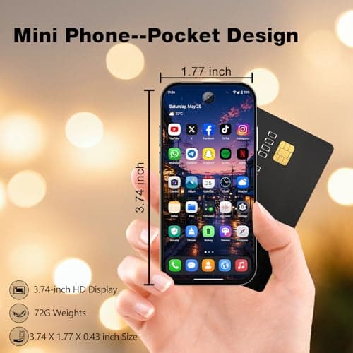 Pdfbenli Mini Phone for Kids, Unlocked 4G Mini Smartphone, 3GB+32GB, 2800Mah, 3.0 Inch Eye Protection Screen, GPS, Dual SIM, Face ID, Android 10.0, Boys Girls 7-12 Birthday Gifts (Black) — view 6