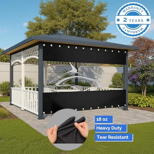Covers & All Vinyl Outdoor Curtains for Patio Waterproof 18 oz Outdoor Clear Panel Curtains, Gazebo curtains with Brass Grommets for Pergola, Porch & Patio Walls for Winter (8 x 7 ft, Black) — view 5