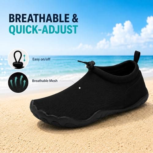 WHITIN Mens Water Shoes for Women Unisex Aqua Sneakers Black M12/W14 — view 2
