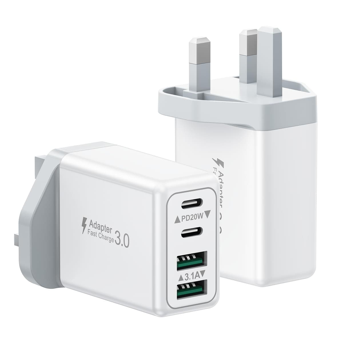 USB C Plug, 40W 4-Port Fast Charger Plug UK Dual Port PD Power Adapter +QC Multi Mains Wall Charger Type C Charging Plug for iPhone 16 15 14 13 12 11 Pro Max Plus XS XR SE,Samsung, iPad, AirPods — view 14