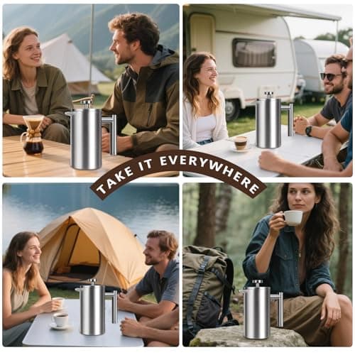 French Press 34 oz, Full Stainless Steel French Press Coffee Maker 4 Cups — view 6