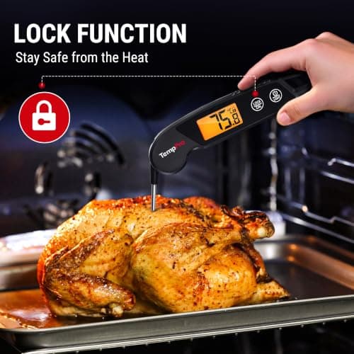 ThermoPro Digital Meat Thermometer with Large Backlit LCD, Instant Read Thermometer Food Cooking Kitchen BBQ Meat Thermometer for Grilling Beef — view 5