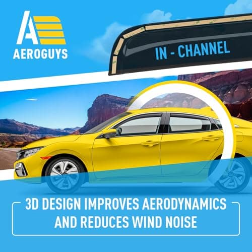 Extra Durable Window Deflectors in-Channel Window Visors Rain Guards Fit for Honda Civic 2016-2021 Sedan, Sun Visors, Wind Vent for Shades, Exterior Car Accessories - 4 pcs. AG0351 — view 4