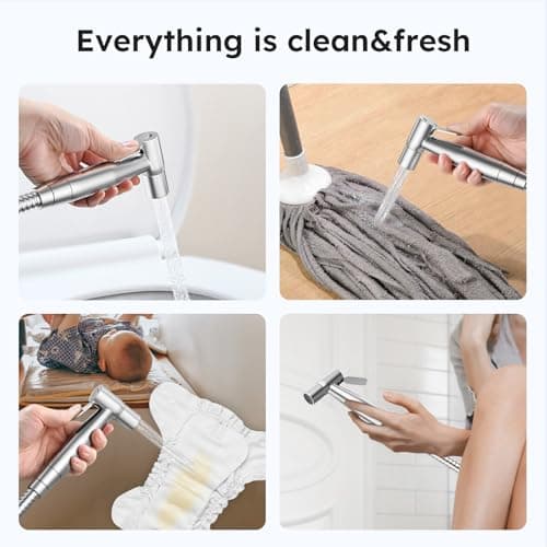Arofa Handheld Bidet Sprayer for Toilet-Adjustable Water Pressure Control with Bidet Hose for Feminine Wash, Stainless Steel Brushed Nickel Cloth Diaper Bidet Toilet Sprayer for Baby Wash — view 2