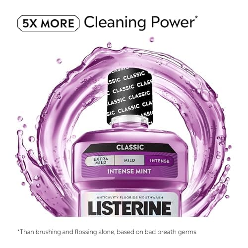 Listerine Total Care Intense Anticavity Fluoride Mouthwash, 6 Benefits in 1 Oral Rinse Helps Kill 99% of Bad Breath Germs, Prevents Cavities, Provides 360 Clean*, ADA-Accepted, Intense Mint, 1 L — view 2