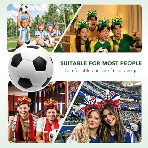 2026 World Soccer Match Party Hair Accessories Set, 5 Pack Glitter Flag Headbands (Canada/Argentina/Brazil/France/Spain), Soccer Football Fan Gear Hairband for Game Day, Soccer hair accessory — view 4