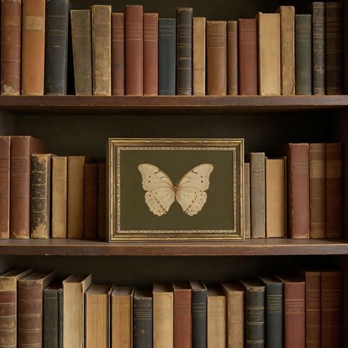 Vintage Gold Framed Wall Art Classical White Butterfly Wall Art Small Moody Insect Green Wall Decor Picture Antique Cottagecore Moth Gallery Aesthetic Poster Print for Living Room Bedroom 9x11in — view 3