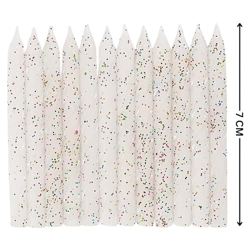 Stunning White & Glitter Spiral Birthday Candles - Pack of 24 - Dazzle Your Celebrations with These Gorgeous and Long-Lasting Party Candles