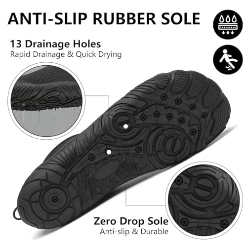 Mishansha Womens Mens Water Shoes Wide Toe Box Swim Beach Barefoot Shoes Quick Dry Non Slip Lividity Black 11 Women/9 Men — view 2