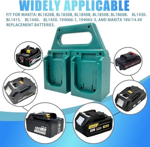 4-Slot Battery Holder for Makita 14V&18V LXT Batteries - Rugged & Portable Storage Case, Compact Organizer for Tool Boxes & Bags, Quick Access, Ideal for Transport & Job Sites