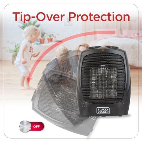 BLACK+DECKER Portable Space Heater, 1500W Room Space Heater with Carry Handle for Easy Transport — view 5