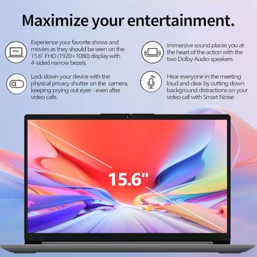 Lenovo IdeaPad 15.6" FHD Business Laptop • Microsoft Office 365 • Intel 4-core CPU • 128GB SSD • WiFi 6 • Copilot AI • HDMI • Windows 11 w/Cooler — view 3