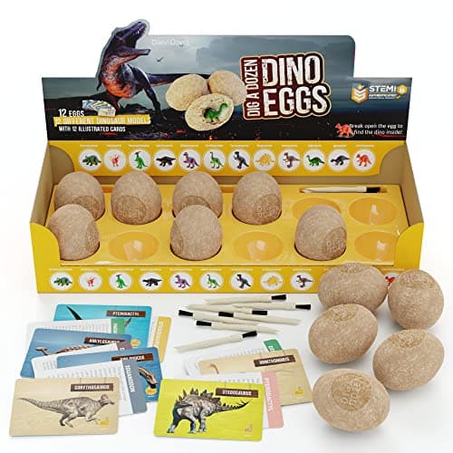 Dan&Darci Dig a Dozen Dino Egg Kit for Kids - Basket Stuffers - Dinosaur Toys Gift 3-12 Year Old - 12 Eggs & Surprise Dinosaurs - Science STEM Activities - Boy Toy Party Gifts for Boys & Girls — view 8