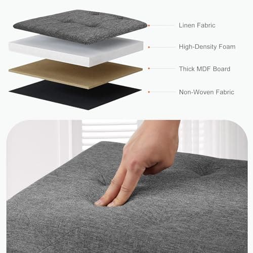 Sweetcrispy 30 Inch Folding Storage Ottoman Bench, Ottoman with Storage — view 4