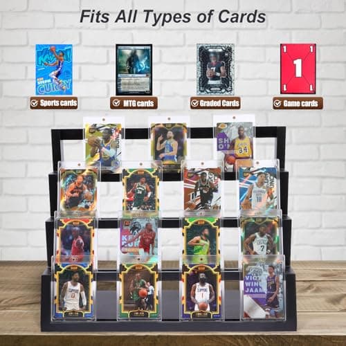 MCAEFER ZHCY 4-Tier Graded Trading Baseball Football Sports Card Display Case,Wooden Card Display Stand,Exquisite Trading Card Display for Card Game Collection — view 3