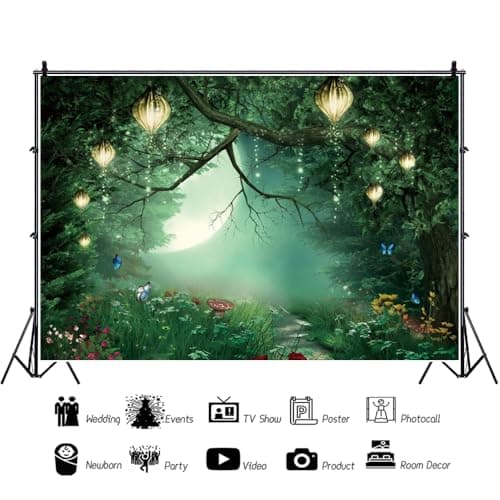 Leowefowa 8x6ft Vinyl Backdrop Spring Fairy Backdrop Mushroom Enchanted Forest Photography Background Jungle Forest Backdrop for Photo Studio Props — view 2