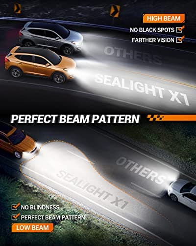 SEALIGHT H13 9008 LED Headlight Bulbs 50000LM 800% Brightness, Dual Hi/Lo Beam, 6000K Cool White, High Low Beam H13 Halogen Replacement, Plug and Play, IP67 Waterproof, Pack of 2 — view 3