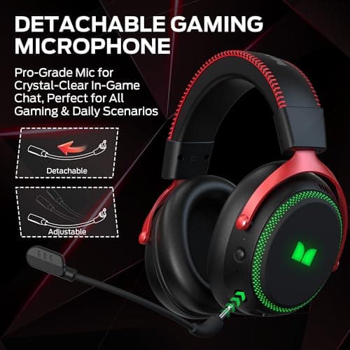 Monster Mission 350 Gaming Headset for PC, PS4, PS5, with Virtual 7.1 Surround Sound, RGB Lighting, Memory Foam, Over Ear Headphones for Switch, Xbox Series X/S, Laptop, Mobile — view 6