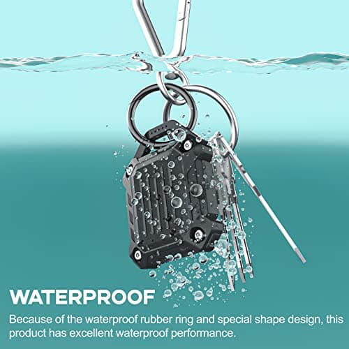 Dovick- Waterproof Keychain Holder Case Compatible with Airtag,Screw Full Cover Compatible with Apple Air Tag Tracker Key Ring (Black 2 Pack) — view 2
