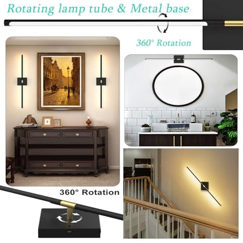 Yogaret Battery Operated Wall Sconces Set of 2,10000mAh Rechargeable Wireless Wall Lights with Remote,360°Rotate Magnetic Wall Lamps,Dimmable Sconces Wall Lighting for Bedroom,Mirror,Living Room,32in — view 5